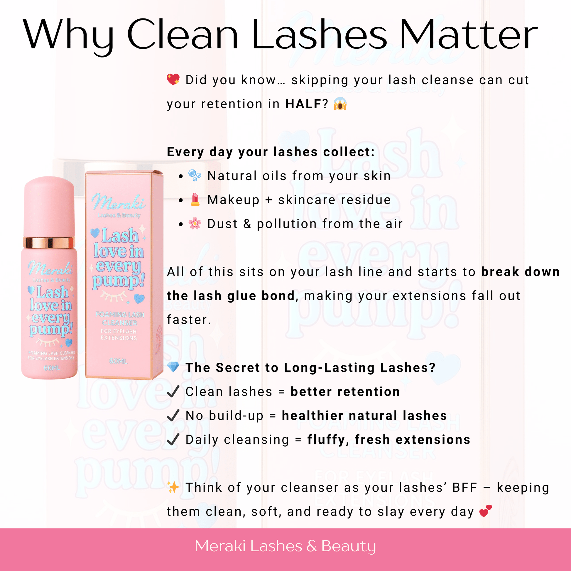 Meraki Lash Cleanser | Oil - Free Foaming Lash Shampoo - Meraki Lashes and Beauty