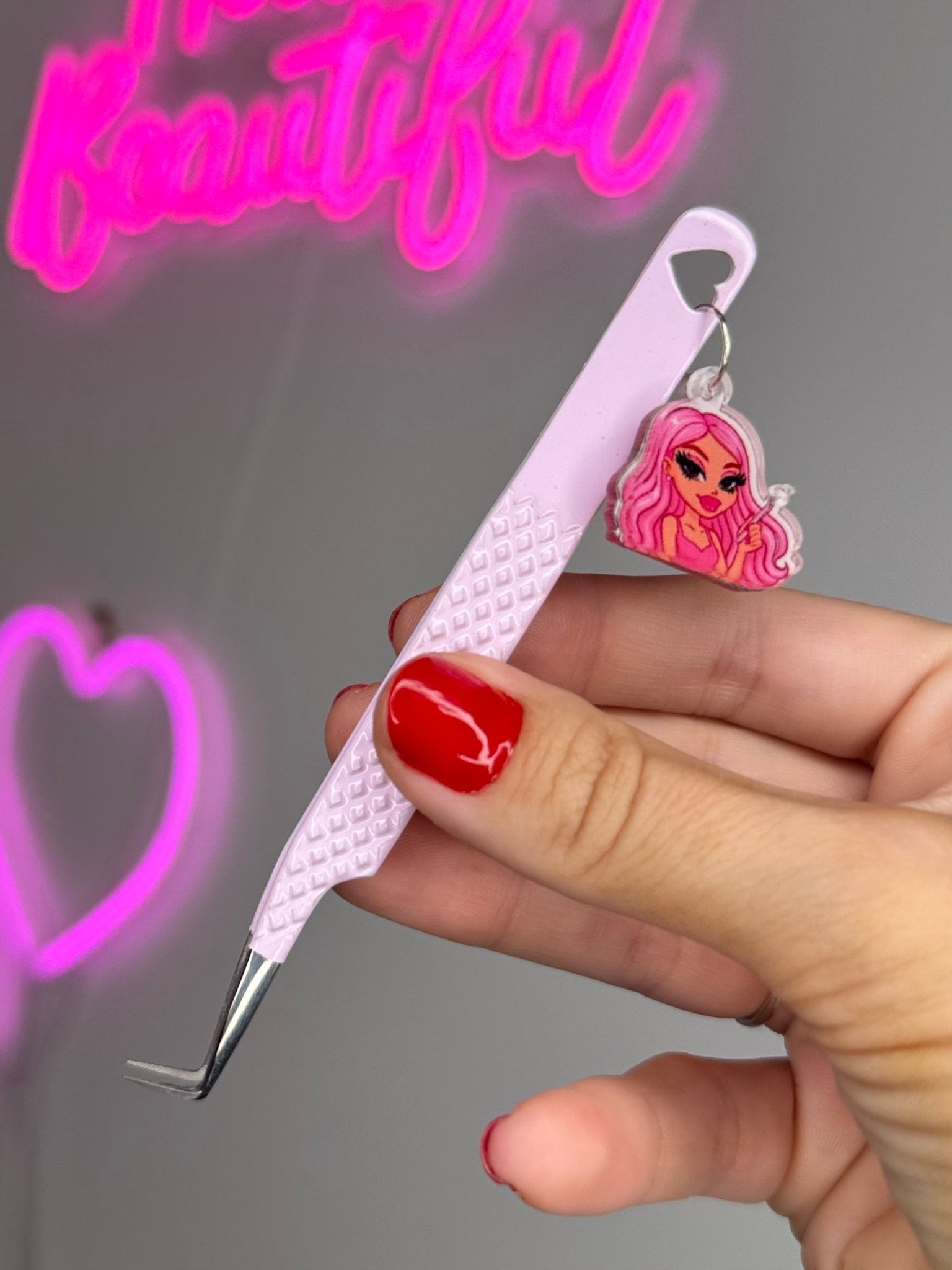 90° Meraki Bratz Keychain Fibre Tip Tweezer - Meraki Lashes and Beauty