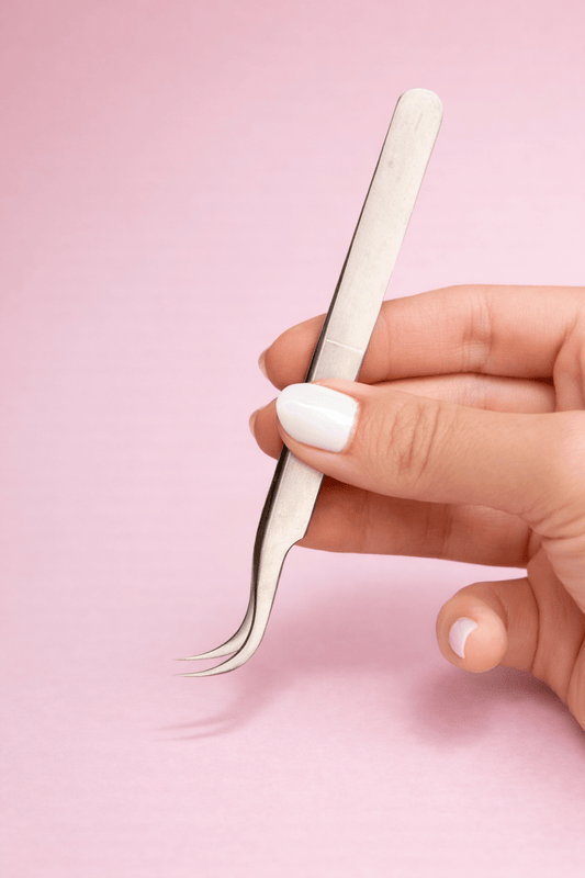 Silver Curved Tweezers - Meraki Lashes and Beauty