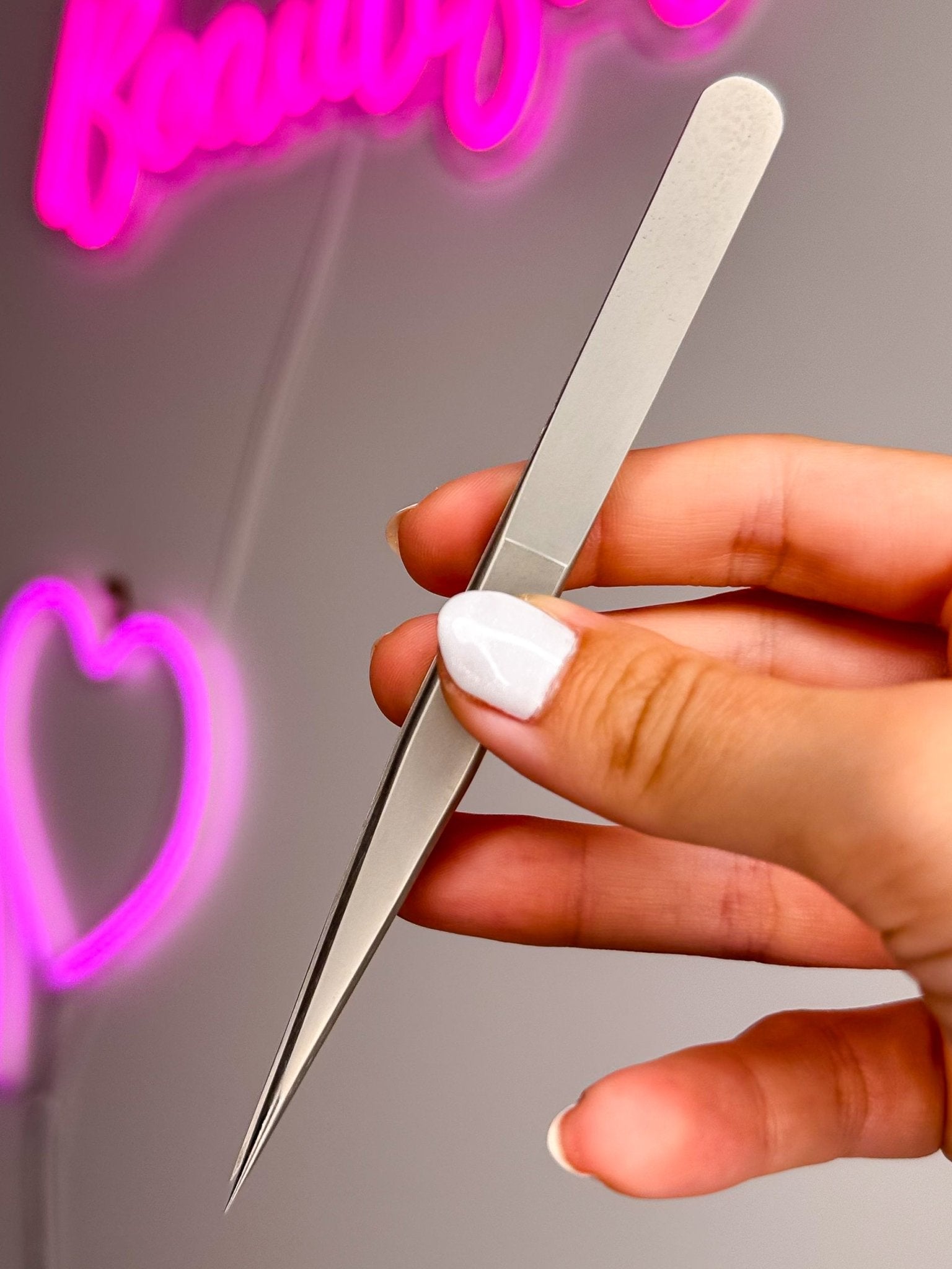 Silver Straight Tweezers - Meraki Lashes and Beauty