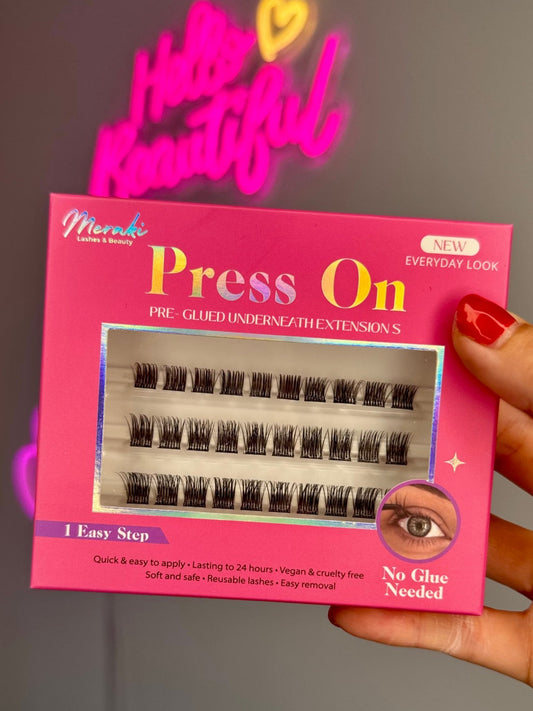 DIY Press On, 30+ Pre Glued Lash Clusters & Applicator — Medium Volume Style - Meraki Lashes and Beauty