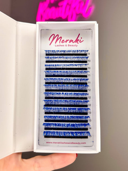 Blue Glitter Spikes 9 - 15mm Mixed Tray - Meraki Lashes and Beauty