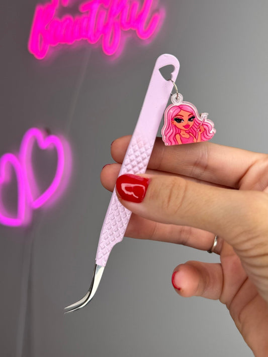 Curved Meraki Bratz Keychain Fibre Tip Tweezer