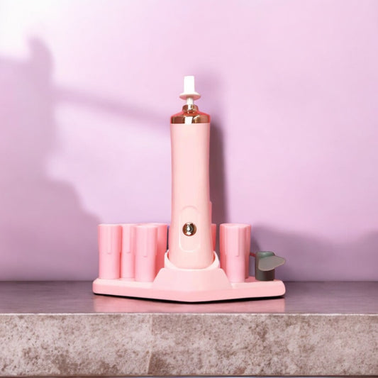 Pink Handheld Electric Glue Shaker with Stand and Fan Attachment