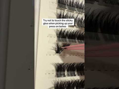 Press-On |Starter Kit| 150 Pre-Glued Lash Clusters | Up to 15 Full Sets